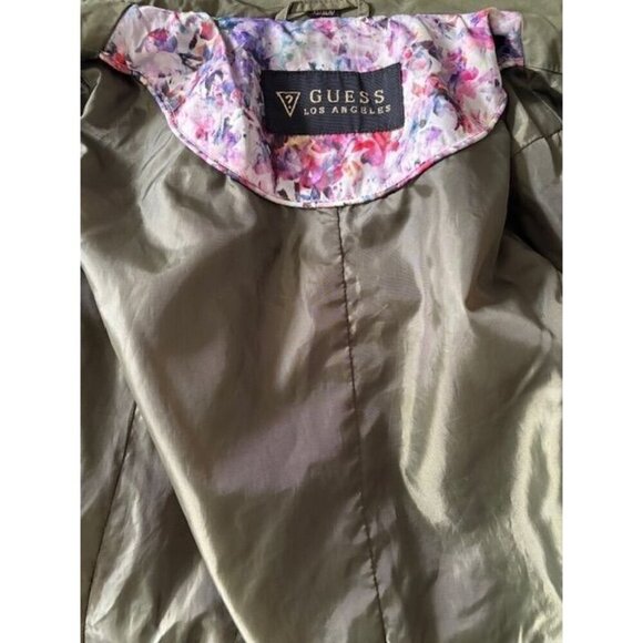 Guess Womens Olive Hooded Utility Jacket With Drawstring Waist & Zip Pockets XS - Picture 5 of 7